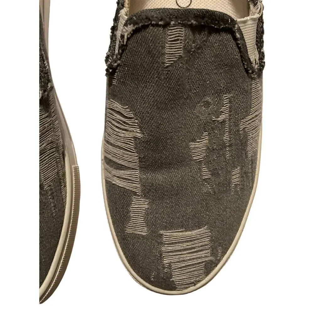 Sole Society Distressed‎ Gray Slip On Loafer Shoes Womens 8M Comfort Sneakers